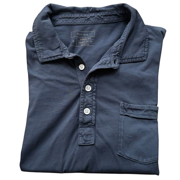 Billy Reid Slate Gray Garment Dyed Organic Cotton Short Sleeve Polo Shirt Medium - Picture 5 of 5